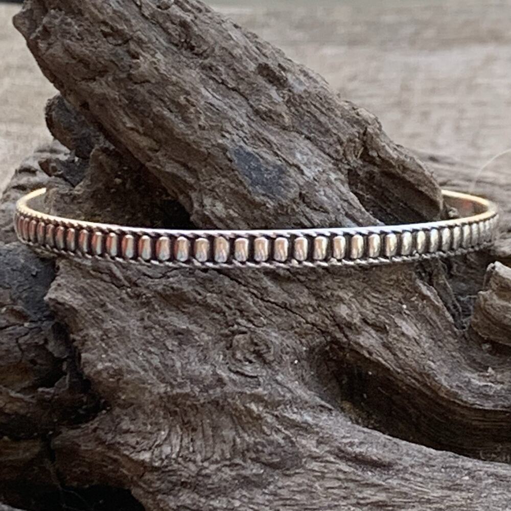 Salamone Sterling Silver Oval Dot Bangle Bracelet Vintage 7.25 Inch
